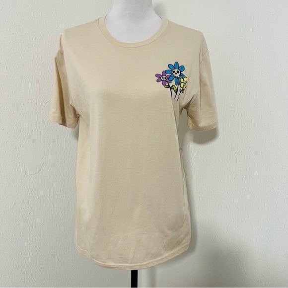 Peace of Mind Unisex Medium “Stay Positive” Colorful Everyday Shirt Beige & Red - Picture 2 of 6